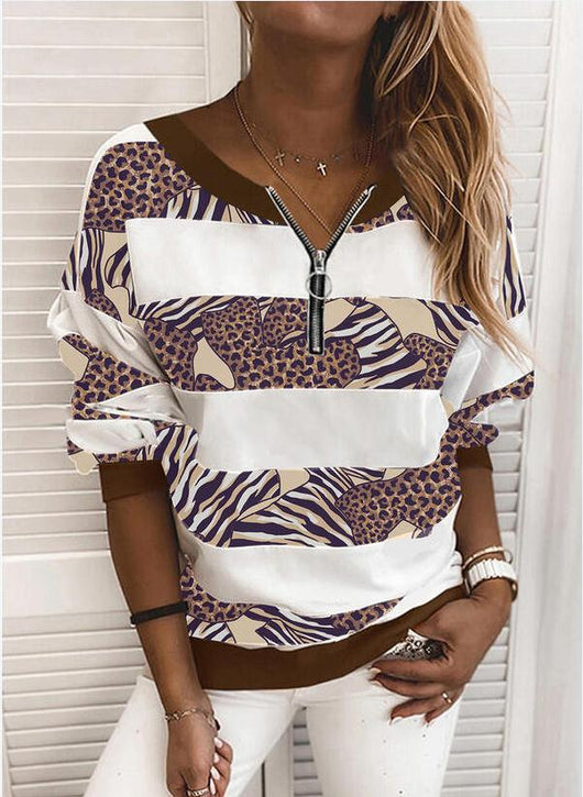 Blusa Manga Larga Blanca con Estampado de Hojas para Mujer - Image 5