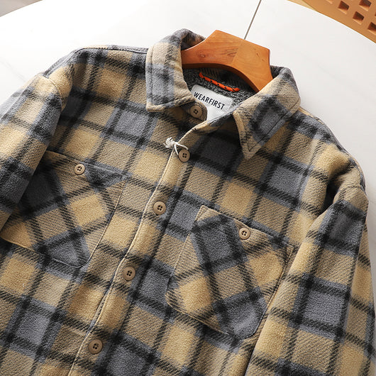Abrigo Acolchado de Lana Escocesa con Forro Polar para Otoño e Invierno - Image 16