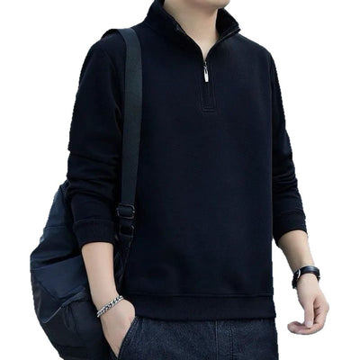 Sudadera Retro con Parches de Medio Cierre y Manga Larga para Hombre - Image 8
