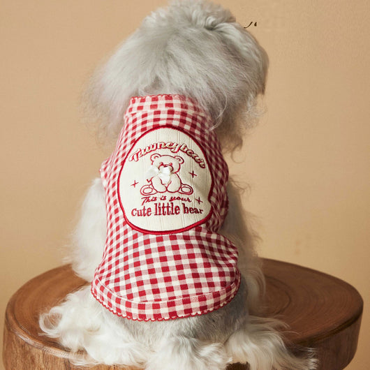 Chaleco Escocés sin Mangas para Perro Maltés y Schnauzer Teddy en Rojo - Image 5