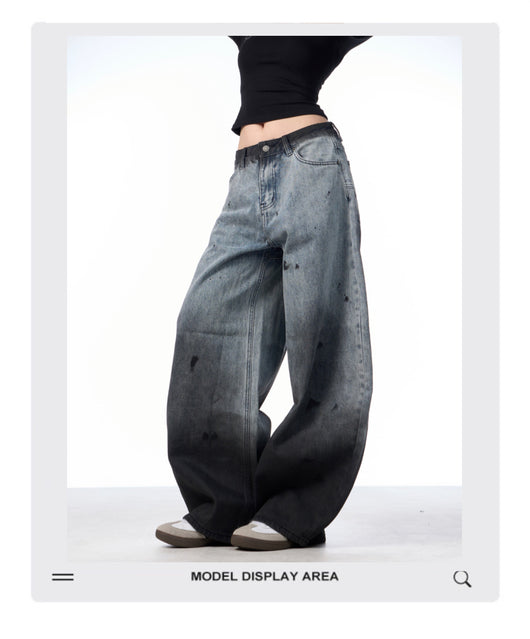 Pantalones Jeans Sueltos Efecto Desteñido con Tinta Splash - Image 9