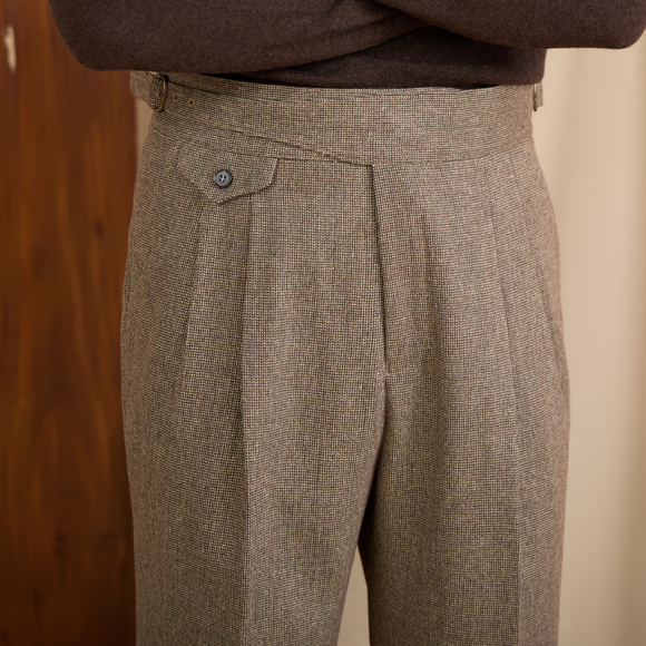 Pantalón Gurkha de Lana Casual Cintura Alta Corte Recto