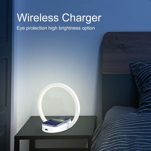 Lámpara Nocturna Inteligente con Altavoz Bluetooth, Cargador Inalámbrico 10W y Soporte para Teléfono - Image 3