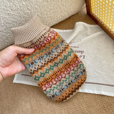 Suéter Retro a Rayas Beige - Colección Otoño Invierno con Estampado Gatito y Perrito - Image 10