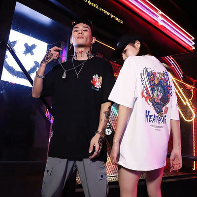 Camiseta Hip Hop Suelta Verano Unisex Estilo León Despierto - Outfit de Pareja - Image 2