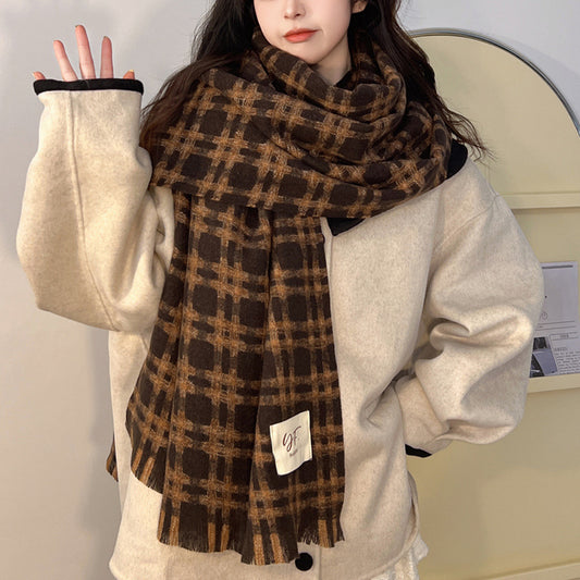 Bufanda Cuadros Estilo Coreano Invierno para Mujer