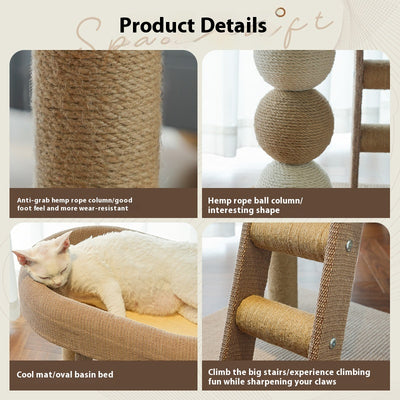 Nido para Gatos con Rascador de Cuerda de Cáñamo y Bordes Biselados - Image 4