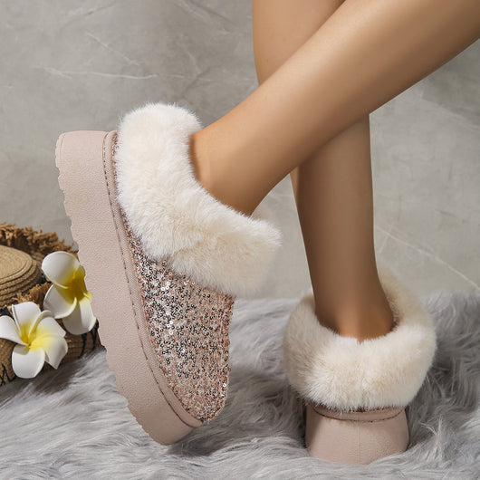 Pantuflas Invierno Mujer con Lentejuelas y Suela Gruesa Acolchada - Cálidas para Casa y Exterior - Image 22