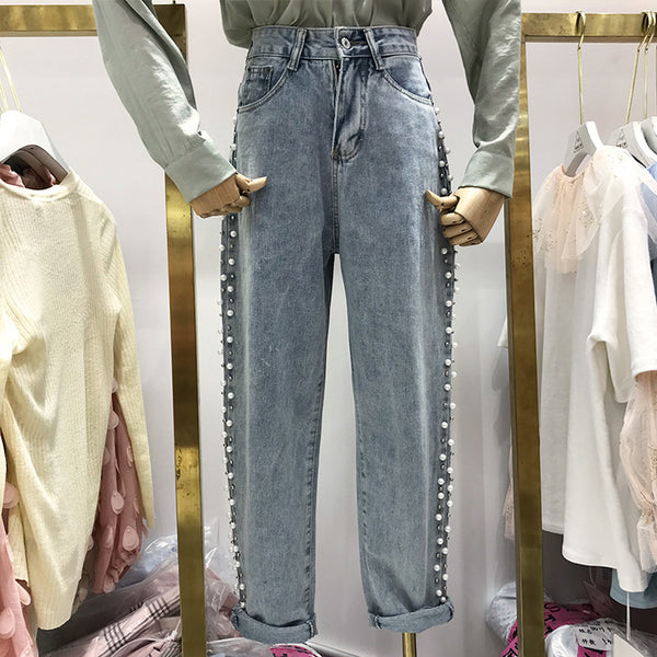 Jeans de Cintura Alta Rectos Anchos y Versátiles para Mujer