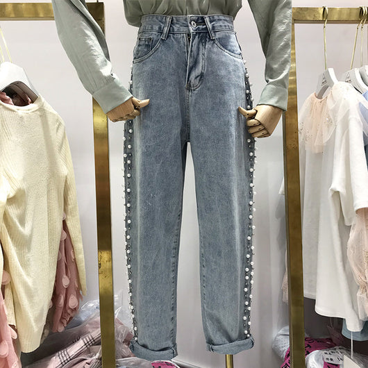 Jeans de Cintura Alta Rectos Anchos y Versátiles para Mujer