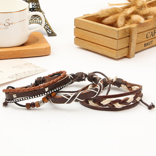 Pulsera de Cuero Trenzada Artesanal Multicapa - Image 2