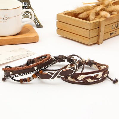 Pulsera de Cuero Trenzada Artesanal Multicapa - Image 2
