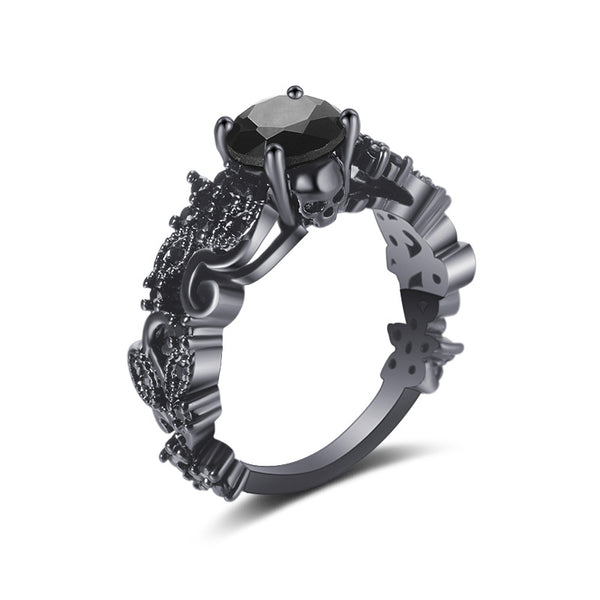 Anillo Punk Chapado en Oro Negro con Circón Negro Incrustado - Image 5
