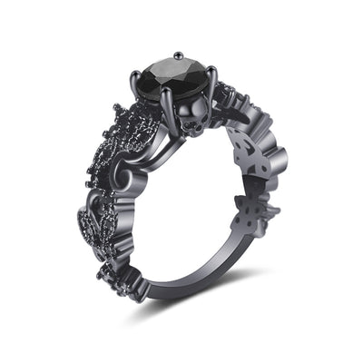 Anillo Punk Chapado en Oro Negro con Circón Negro Incrustado - Image 5