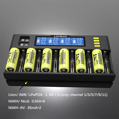 Cargador de Baterías LCD 12 Espacios Lii-S12 - Image 18
