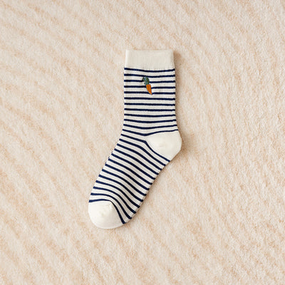 Calcetines Tubo Estilo Étnico con Flores y Rayas para Mujer - Image 3