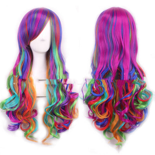 Peluca Harajuku Rizada Larga con Capucha Multicolor para Mujer - Image 10