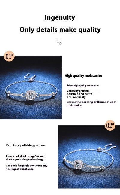 Pulsera de Plata Esterlina con Dije Cuadrado para Mujer - Image 10