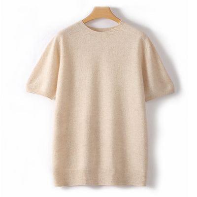 Suéter Tejido Manga Corta Hombre - Camiseta Casual Color Sólido - Image 7