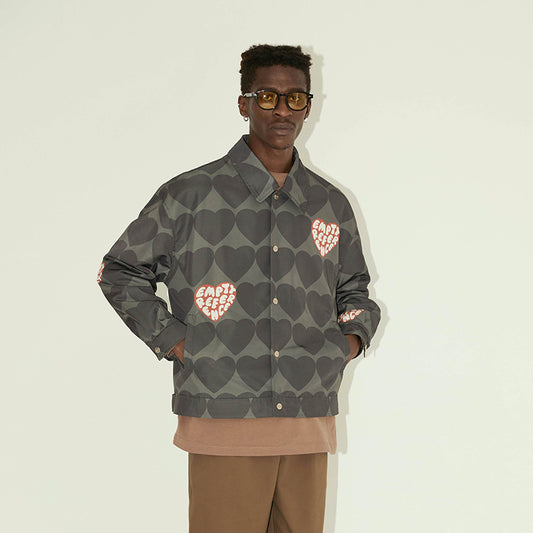 Chaqueta de Pareja con Estampado de Amor - Diseño Otoñal con Solapa Bordada