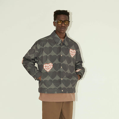 Chaqueta de Pareja con Estampado de Amor - Diseño Otoñal con Solapa Bordada