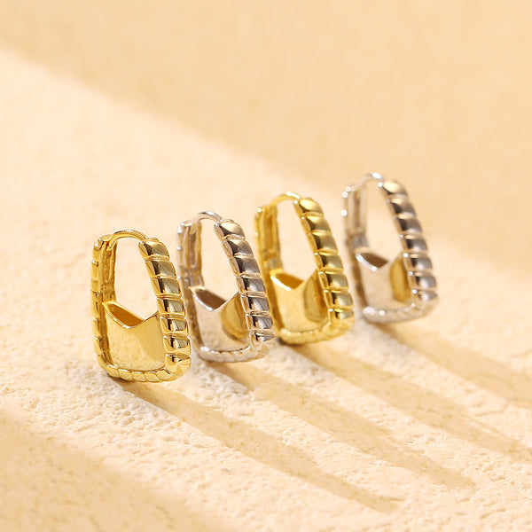 Aretes Clip de Diseño Plateados para Bolso