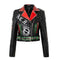 Jaqueta de Couro Motociclista Slim Fit com Tachas e Estilo Punk