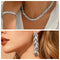 2PCS Glass Leaf Necklace Set Elegant Rhinestone Chain Necklace Bracelet For Women Fashion Luxury Jewelry Set Plateado Set