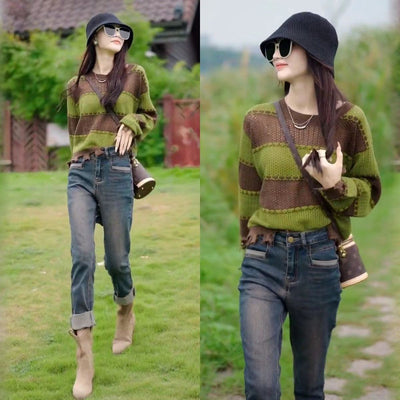 Blusa Coreana Casual con Detalles Calados y Empalmes - Image 4