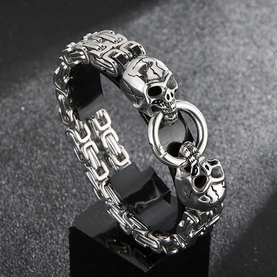Pulsera de Acero Titanio para Hombre con Patrón de Calavera - Image 19