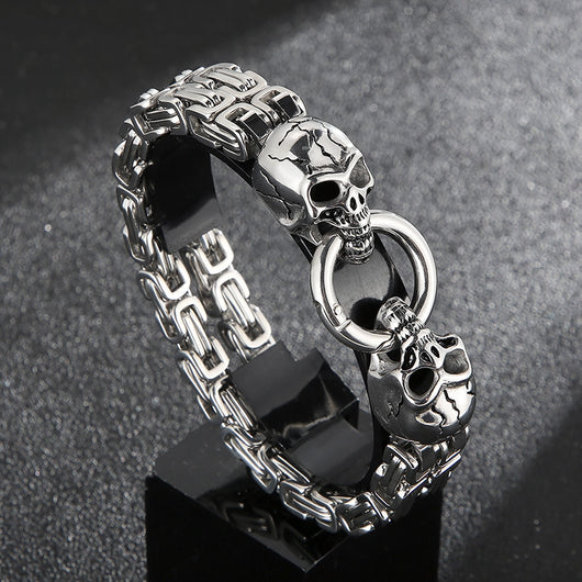 Pulsera de Acero Titanio para Hombre con Patrón de Calavera - Image 19