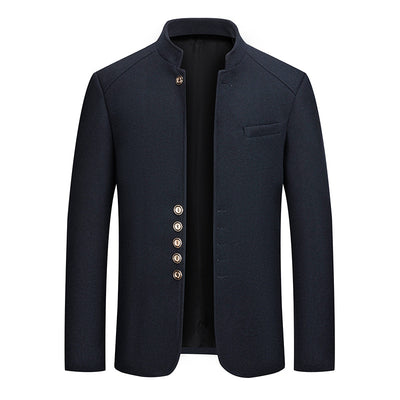 Traje Zhongshan de Lana Tweed con Cuello Mao - Elegancia Tailored Refinada - Image 4