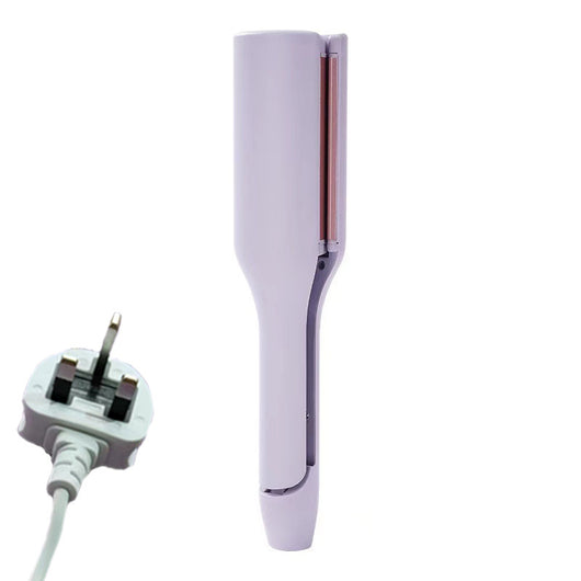 Lavender hair waver with rose gold corrugated plates for creating small curls or waves, shown on a white background. - Image 6