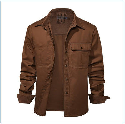 Camisa Polo de Manga Larga Algodón Lavado Tallas Grandes Hombre Color Sólido - Image 20