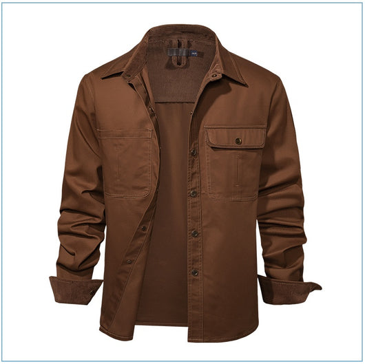 Camisa Polo de Manga Larga Algodón Lavado Tallas Grandes Hombre Color Sólido - Image 20
