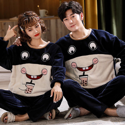 Pijama de Pareja en Franela Gruesa y Terciopelo - Conjunto Abrigado para Casa - Image 13