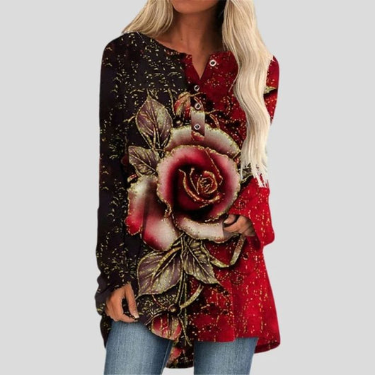Blusa Floral Manga Larga Escote V para Mujer - Image 8