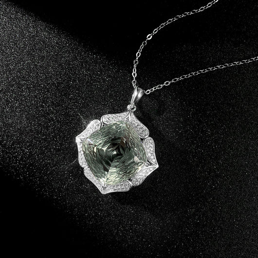 Collar de Plata 925 con Cristal Verde Natural - Diseño Europeo Lujo - Image 6
