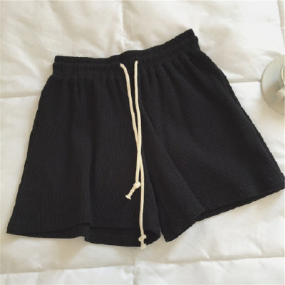 Shorts de Cintura Alta Tipo Waffle Algodón para Mujer - Pierna Ancha Estilo A-line - Image 6