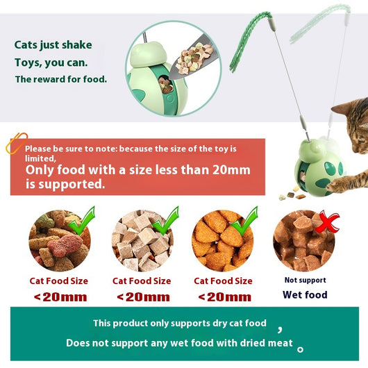 Green and light green plastic cat food leakage toy with a spherical body, cutouts, and a braided rope. - Image 10