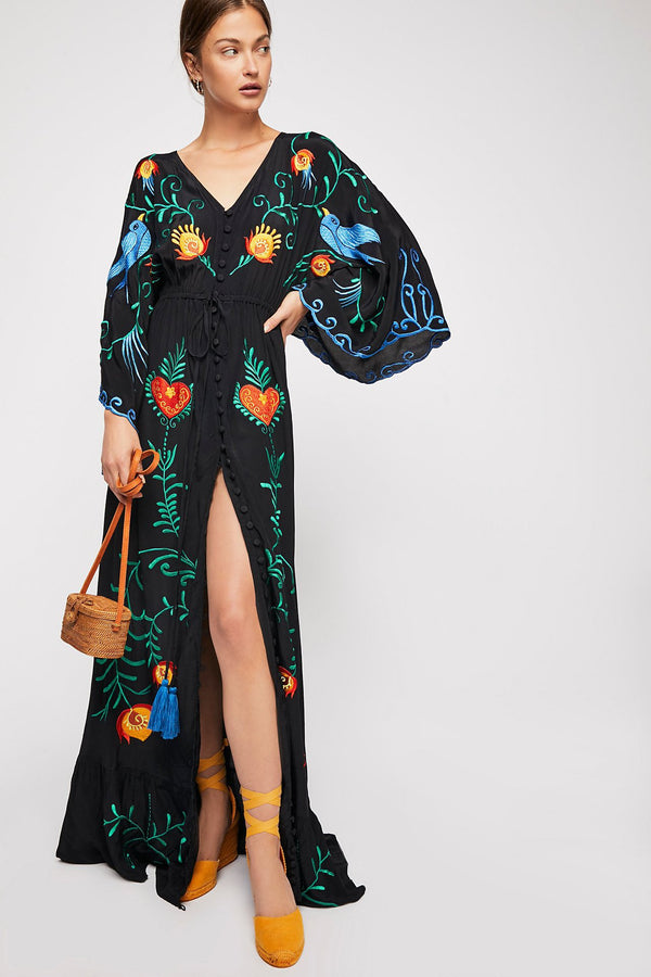 Vestido Vintage para Mujer con Detalles Bordados y Recortes - Image 9