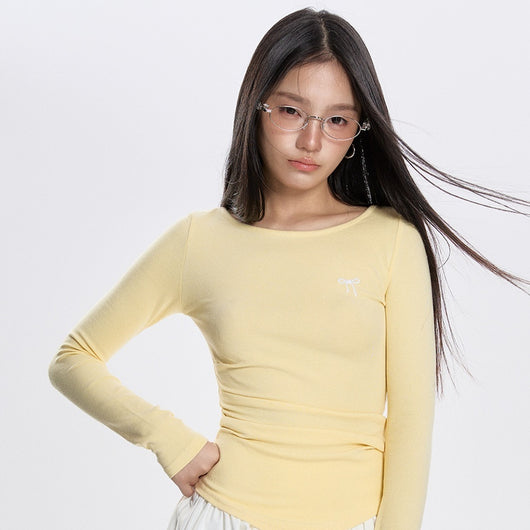 Blusa Plisada Cuello Redondo Manga Larga Versátil para Primavera - Image 4