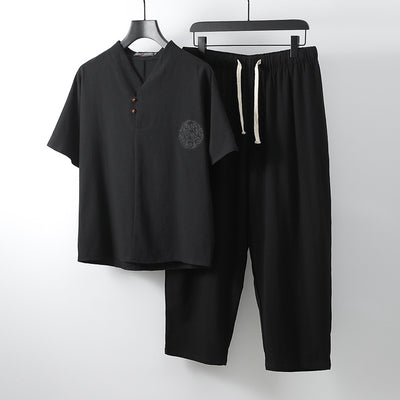 Pantalón Slim Coreano Hombre - Conjunto de 2 Piezas Algodón y Lino - Image 23