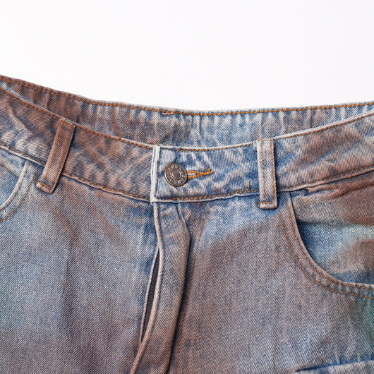 Jeans Vintage Patchwork de Cintura Alta y Pierna Ancha con Efecto Desgastado - Image 15