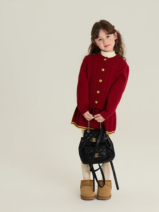 Conjunto Infantil Cardigan Tejido con Falda Plisada - Image 21