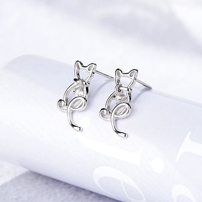 Aretes de Gato Minimalista en Aleación - Diseño Adorable para Mujer - Image 4