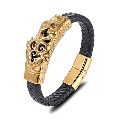 Pulsera de Cuero Negro con Acero Titanio - Joyería Masculina Elegante - Image 13