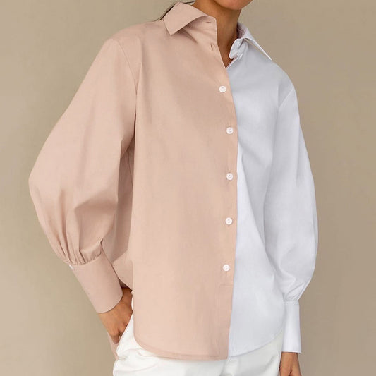 Blusa Casual de Contraste para Mujer con Diseño Minimalista
