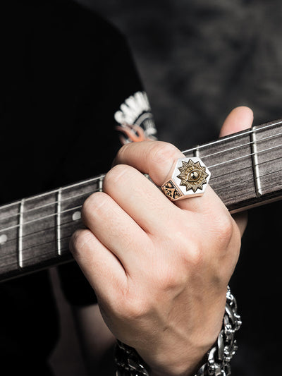 Anillo de Plata Tailandesa Ojo del Diablo Retro para Hombre - Image 3