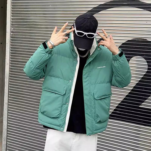 Chamarra Acolchada de Invierno para Hombre con Cuello Alto - Image 14
